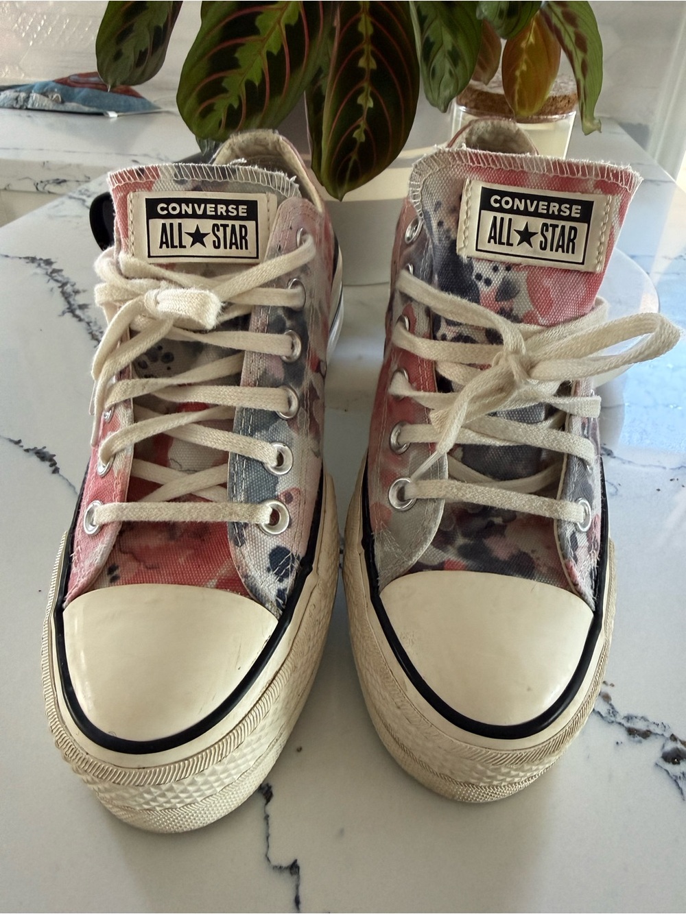 Converse All Star Tie-Dye Floral High-Top Sneakers - Pink, Blue, Cream